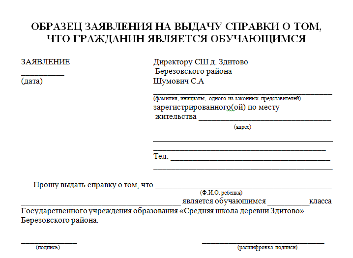 Запрос в учебное заведение о подтверждении обучения образец заполнения